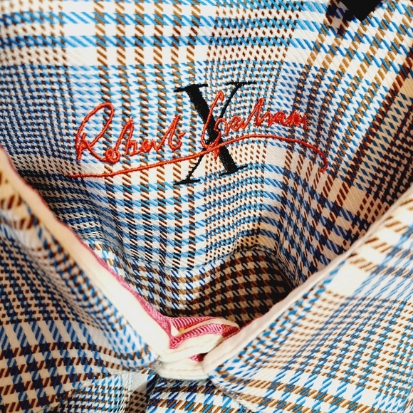 Robert Graham X Cross‎ Hatch Plaid Contrast Trim Button Up Shirt Size 2XL - Picture 5 of 8
